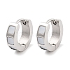 304 Stainless Steel & Natural Shell Huggie Hoop Earrings for Women EJEW-C096-24P-1