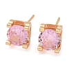 Rack Plating Brass Cubic Zirconia Stud Earrings EJEW-M090-08G-2