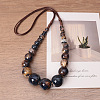 Ethnic Style Porcelain Round Graduated Beaded Waxed Cord Necklaces for Women FS-WG62C5E-03-1