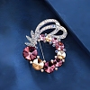 Flower Alloy Rhinestone Brooches for Backpack Clothes PW-WG5389A-02-1