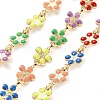 Brass with Colorful Enamel Flower Link Chains KK-F871-56G-1