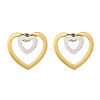 Ion Plating(IP) 304 Stainless Steel Heart Stud Earrings EJEW-C118-03B-1