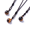 Natural Tiger Eye Pendant Necklaces NJEW-P241-A03-1