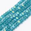 Half AB Color Plated Faceted Rondelle Glass Bead Strands EGLA-L007-F07-4mm-2