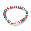 Polymer Clay Heishi Beads Stretch Bracelets BJEW-JB05707-2