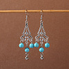 Bohemian tassel turquoise earrings JU8957-20-1