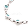 Enamel Heart with Evil Eye Link Chains Bracelet BJEW-P271-07P-3