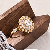 Sunflower Rotatable Open Cuff Rings for Women RJEW-C118-10G-2