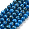 Synthetic Gold Line Turquoise Beads Strands G-H026-01C-02-1