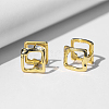 925 Sterling Silver Square Stud Earrings EJEW-H167-04G-1