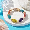 Beach Turtle Dyed Synthetic Turquoise Stretch Bracelets BJEW-JB10296-02-1