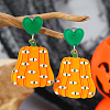 Funny Heart with Pumpkin Acrylic Fashion Stud Earrings BY9721-1-1