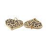 Heart with Leopard Print Pattern Brass Micro Pave Clear Cubic Zirconia Charms X-KK-G435-35G-3