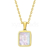 Shell Rectangle Pendant Initial Necklaces PW-WGEBFCF-21-1