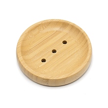 Flat Round Natural Bamboo Soap Case Holder AJEW-WH0023-33