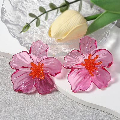 Flower Transparent Acrylic Stud Earrings FS-WGF3DA5-02-1