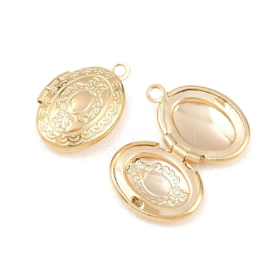Oval Brass Locket Pendants KK-K414-12F-G-1