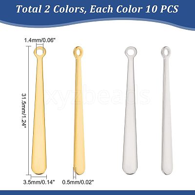 20Pcs 2 Colors 201 Stainless Steel Pendants STAS-UN0033-07-1