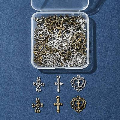 60Pcs 6 Styles Tibetan Style Alloy Pendants TIBEP-FS0001-24-1
