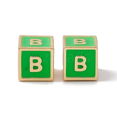 Rack Plating Brass Enamel Beads KK-B060-04G-02B-1