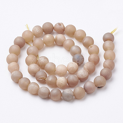 Electroplate Natural Druzy Geode Weathered Agate Beads Strands G-S284-8mm-M-1