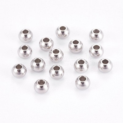 Tarnish Resistant 304 Stainless Steel Smooth Round Spacer Beads X-STAS-M006-01D-1