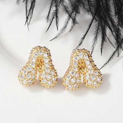 Brass Micro Pave Cubic Zirconia Stud Earrings EJEW-Z091-04G-A-1