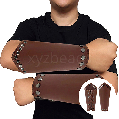 Imitation Leather Wrap Wide Cord Bracelet with Wax Strap AJEW-CL0003-72C-1