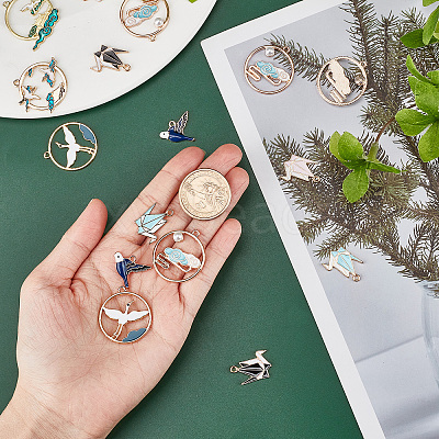 32Pcs 8 Style Alloy Enamel Pendants FIND-SC0002-19-1
