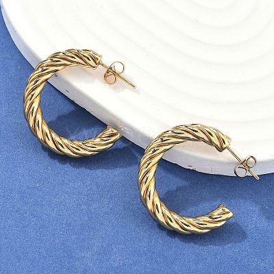 304 Stainless Steel Half Hoop Earrings EJEW-F257-10G-1