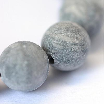 Frosted Natural Polychrome Jasper/Picasso Stone/Picasso Jasper Beads Strands G-E334-8mm-24-1