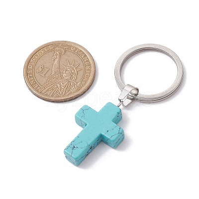 Dyed Synthetic Turquoise Keychains KEYC-JKC00729-05-1