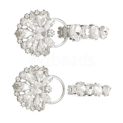 2Pcs Flower Alloy Rhinestone Snap Lock Clasps FIND-FH0018-22A-1