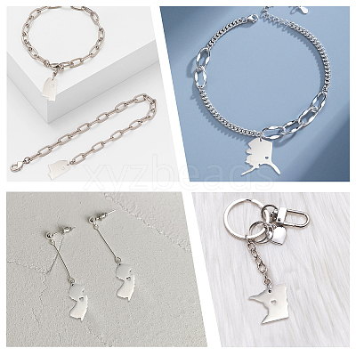 12Pcs 12 Style 201 Stainless Steel Pendants STAS-UN0001-03-1