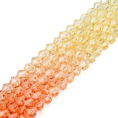 Gradient Color Baking Paint Glass Bead Strands DGLA-A039-T6mm-A014-1