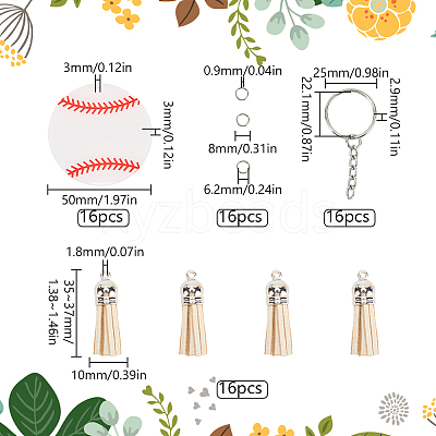 DIY Sports Ball Acrylic Pendant Keychain Making Kits DIY-SP0001-44A-1
