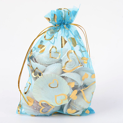 Heart Printed Organza Bags OP-R022-13x18-01-1