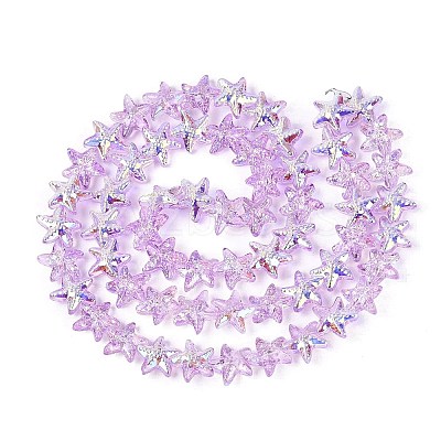 Electroplate Transparent Glass Beads Strands EGLA-Q136-01A-12-1