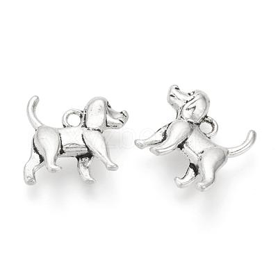 Tibetan Style Alloy Puppy Pendants TIBEP-Q076-065AS-RS-1