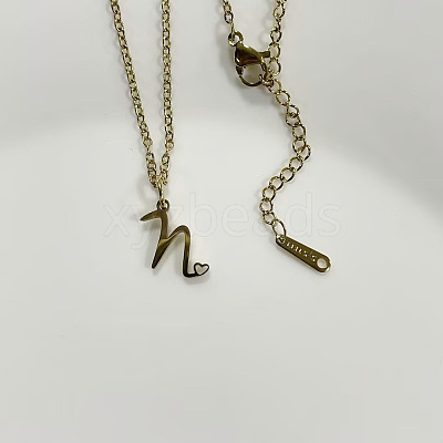 304 Stainless Steel Letter Pendant Necklaces NJEW-WH0027-04N-G-NR-1