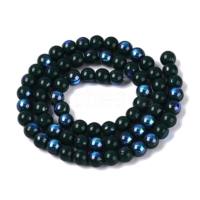 Electroplate Opaque Glass Beads Strands EGLA-Q132-6MM-01C-18-1
