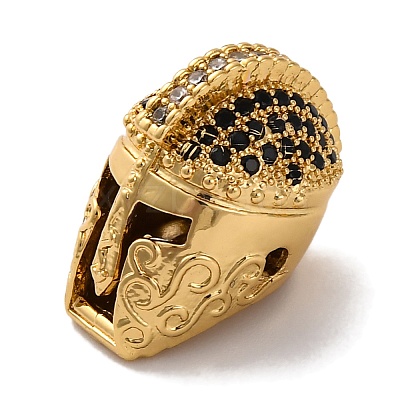 Helmet Shape Rack Plating Brass with Cubic Zirconia Beads KK-S406-15C-1
