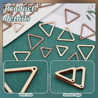 2 Sets Unfinished Wood Triangle Pendants DIY-PH0028-88-1