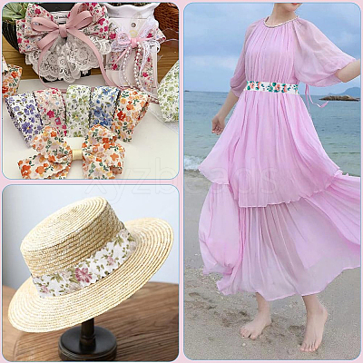 1 Roll Single Face Printed Polyester Grosgrain Ribbons SRIB-CY0001-12A-1