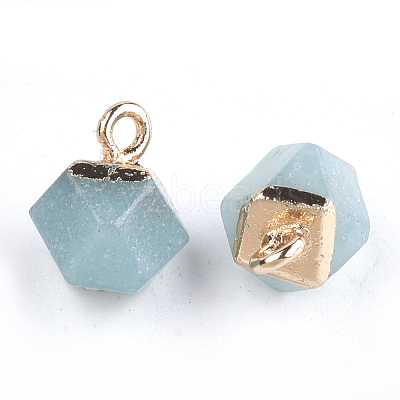 Electroplate Natural Amazonite Star Cut Round Charms G-S344-08F-1