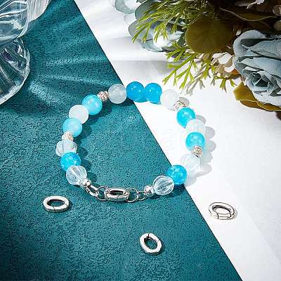 4Pcs 925 Thailand Sterling Silver Spring Gate Rings STER-SC0001-34-1
