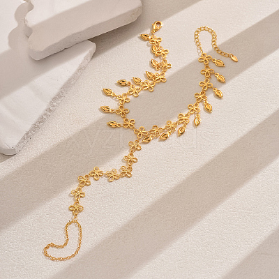 Brass Hollow Flower Tassel Anklets with Toe Chains for Women's Summer Dress OQ1163-1