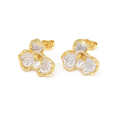 Brass Enamel Stud Earring Findings KK-CBA58F9-01G-02-1