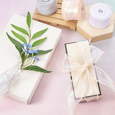 3 Rolls 3 Colors Flat Rainbow Color Organza Ribbon OCOR-TA0001-47-1