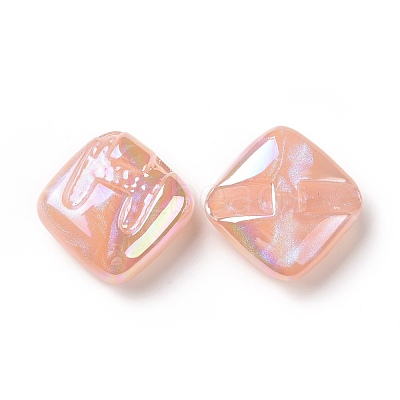 Rainbow Iridescent Plating Acrylic Beads OACR-A010-06D-1